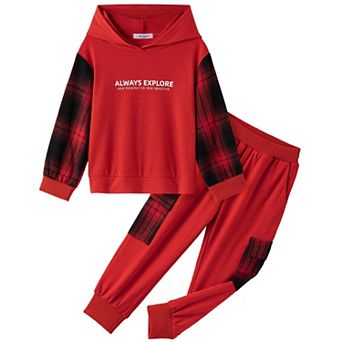 Arshiner Boys Letter Graphic Hooded Sweatshirt Sweatpants Little Boys Fall Tracksuit