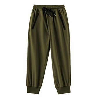 Arshiner Boys Casual Pants Kids Elastic Waist Drawstring Jogger Pants Boys Sweatpants With Zipper