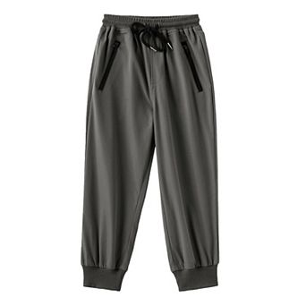 Arshiner Boys Casual Pants Kids Elastic Waist Drawstring Jogger Pants Boys Sweatpants With Zipper