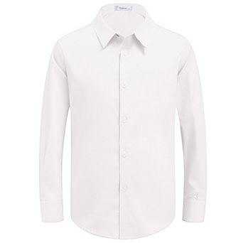 Arshiner Boys Long Sleeve Dress Shirt Button Down Shirts Formal School Uniform Shirt