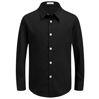 Arshiner Boys Long Sleeve Dress Shirt Button Down Shirts Formal School Uniform Shirt