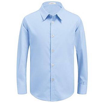 Arshiner Boys Long Sleeve Dress Shirt Button Down Shirts Formal School Uniform Shirt
