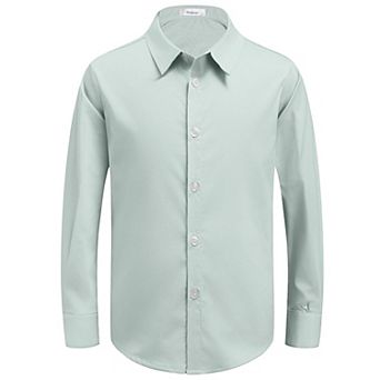 Arshiner Boys Long Sleeve Dress Shirt Button Down Shirts Formal School Uniform Shirt