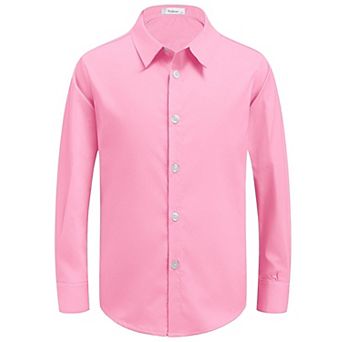 Arshiner Boys Long Sleeve Dress Shirt Button Down Shirts Formal School Uniform Shirt