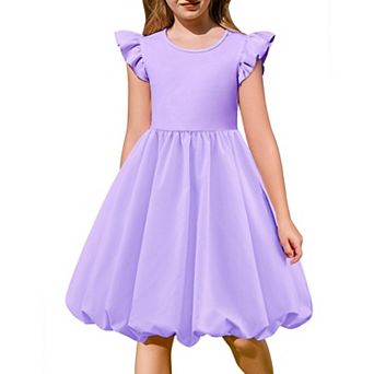 Arshiner Beach Dress For Girls Summer Easter Tween Boho Casual Ruffle Sleeve Bubble Puffy Midi