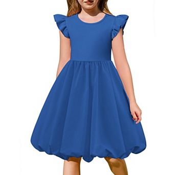 Arshiner Beach Dress For Girls Summer Easter Tween Boho Casual Ruffle Sleeve Bubble Puffy Midi