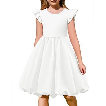 Arshiner Beach Dress For Girls Summer Easter Tween Boho Casual Ruffle Sleeve Bubble Puffy Midi