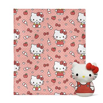 Hello Kitty Apples Bows Plush Toy & Throw Blanket Set