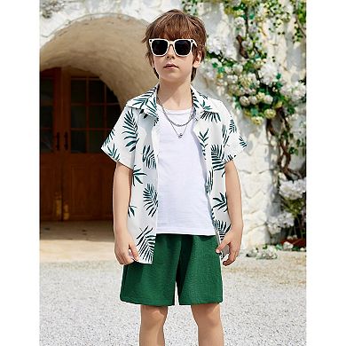 Arshiner Boys Hawaiian Shorts Sets Button Down Shirt And Shorts Summer Beach Clothes