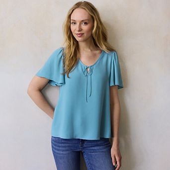 Women's LC Lauren Conrad Short Sleeve V-Neck Blouse