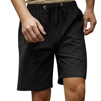 Men's Plus Size Linen Blend Drawstring Shorts, Casual Lightweight Summer Beach Shorts with Pockets
