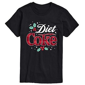 Men's Diet Coke Christmas Plaid Logo Short Sleeve Graphic T-Shirt