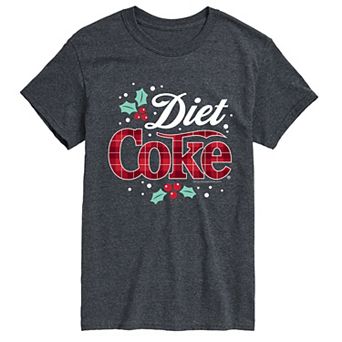 Men's Diet Coke Christmas Plaid Logo Short Sleeve Graphic T-Shirt