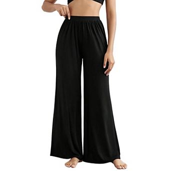 Women's High Waist Wide Leg Lounge Pants, Soft Casual Loungewear Trousers