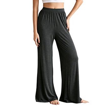 Women's High Waist Wide Leg Lounge Pants, Soft Casual Loungewear Trousers