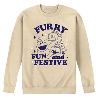 Men's Sesame Street Furry Fun & Festive Crew Fleece Sweatshirt