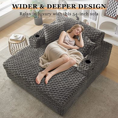 Cozy Indoor Chaise Lounge Sofa Bed, 60 Inch Oversized Upholstered Chair