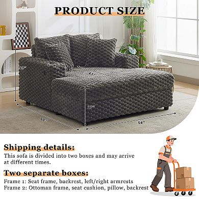 Cozy Indoor Chaise Lounge Sofa Bed, 60 Inch Oversized Upholstered Chair
