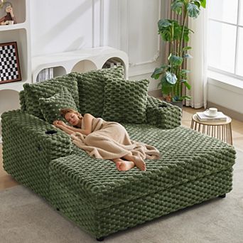 Cozy Indoor Chaise Lounge Sofa Bed, 60 Inch Oversized Upholstered Chair