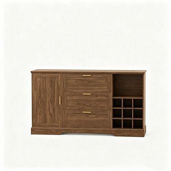 Sideboard Buffet Adjustable Shelves, Door-Back Snack Rack, Wine Racks for Kitchen or Entryway