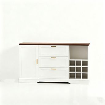 Sideboard Buffet Adjustable Shelves, Door-Back Snack Rack, Wine Racks for Kitchen or Entryway