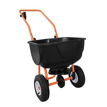 Rotary Spreader, 31.5kg Lawn Spreader with Adjustable Flow Rate, 20cm All Terrain Pneumatic Tires