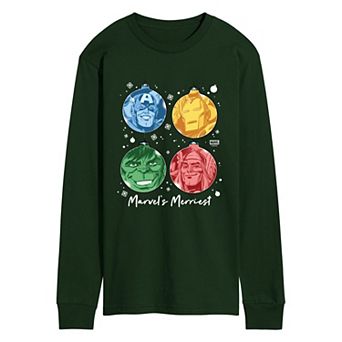 Men's Marvel's Merriest Christmas Ornaments Long Sleeve Graphic T-Shirt