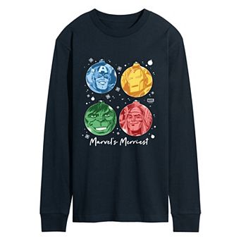 Men's Marvel's Merriest Christmas Ornaments Long Sleeve Graphic T-Shirt