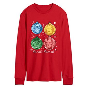 Men's Marvel's Merriest Christmas Ornaments Long Sleeve Graphic T-Shirt