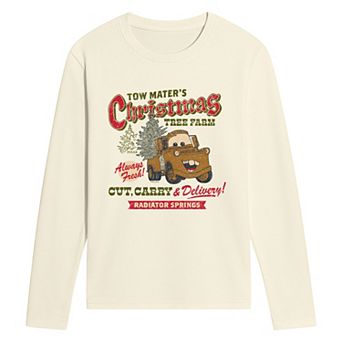 Men's Disney's Cars Tow Mater's Christmas Tree Farm Long Sleeve Graphic T-Shirt