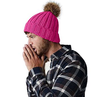 Beechfield Unisex Fur Pop Pom Chunky Beanie