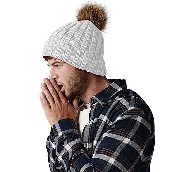 Beechfield Unisex Fur Pop Pom Chunky Beanie