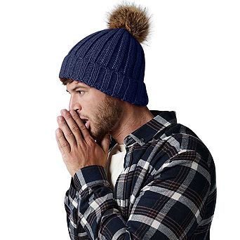 Beechfield Unisex Fur Pop Pom Chunky Beanie