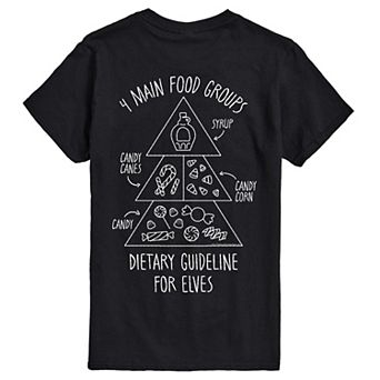 Men's Elf 4 Main Food Groups Dietary Guideline For Elves Short Sleeve Graphic T-Shirt