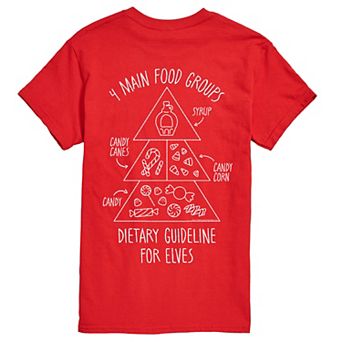 Men's Elf 4 Main Food Groups Dietary Guideline For Elves Short Sleeve Graphic T-Shirt