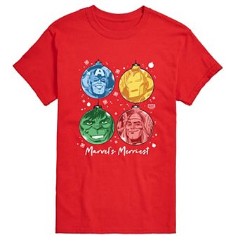 Men's Marvel's Merriest Christmas Ornaments Short Sleeve Graphic T-Shirt
