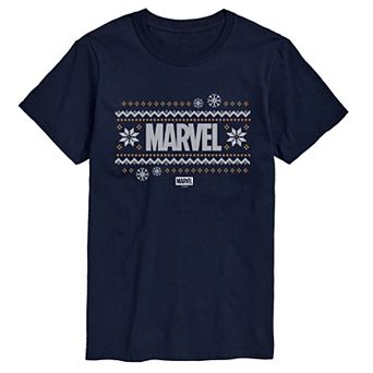 Men's Marvel Fair Isle Holiday Short Sleeve Graphic T-Shirt