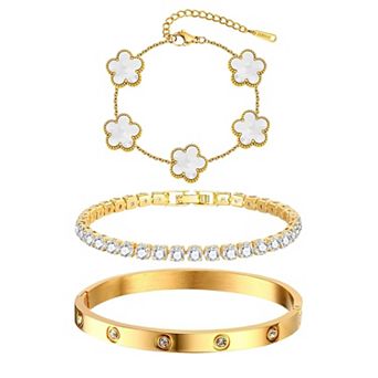 Floral Bangle Bracelet Set