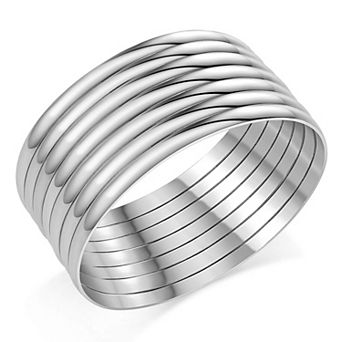 Glossy Steel Bangle Set