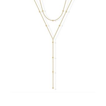 Layered Beaded Y Necklace