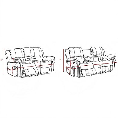 Modern 2-Piece Faux Leather Recliner Living Room Sofa Set
