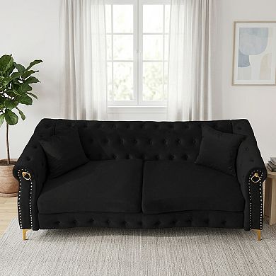 83.5'' Comfort Tufted Velvet Sofa with Wooden Frame