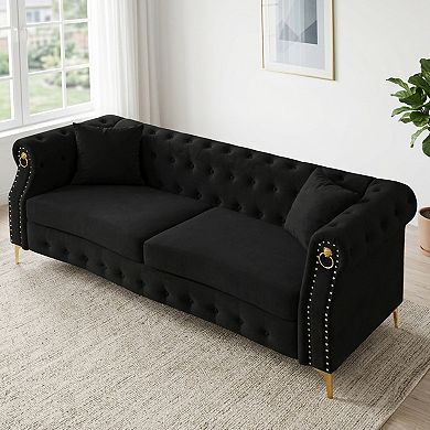 83.5'' Comfort Tufted Velvet Sofa with Wooden Frame