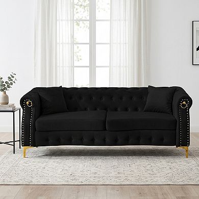 83.5'' Comfort Tufted Velvet Sofa with Wooden Frame