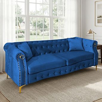 83.5'' Comfort Tufted Velvet Sofa with Wooden Frame