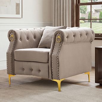 40.9'' Elegant Comfort Velvet Upholstered Armchair with Tufted Design
