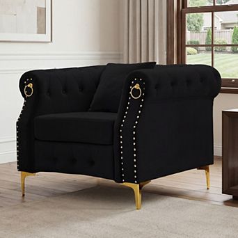 40.9'' Elegant Comfort Velvet Upholstered Armchair with Tufted Design