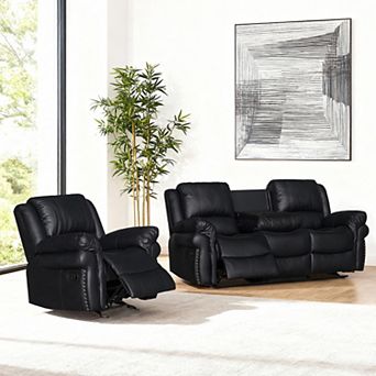 2 pc Faux Leather Manual Reclining Living Room Set
