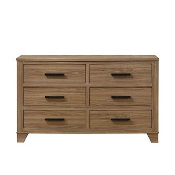 6 Drawer Dresser with Black Bar Pulls Dovetail Drawers for Bedroom Home Furniture