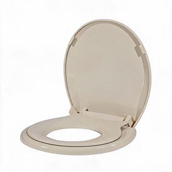 Elongated Round Soft Close Toilet Seat, Universal Easy Installation Potty Training Friendly Bathroom